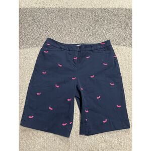 Charter Club Pant Shop Pink Whales Chino Shorts Womens 2P Blue Preppy 8" Inseam
